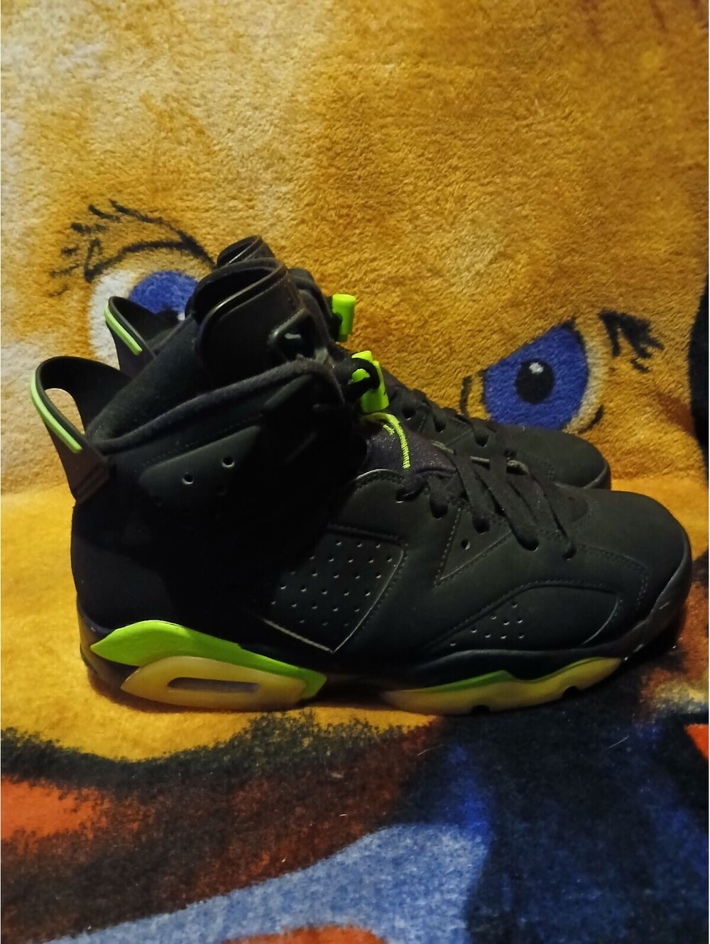 Jordan 6 Retro Black Electric Green Men's Sneakers Size 10